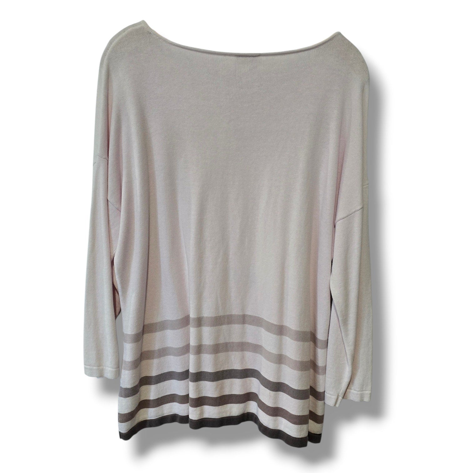 Talbots Soft Pink Floral & Striped Cotton Knit Sweater XL