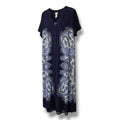NWT H&M Blue Paisley Button Down Midi Dress Size 2 Short Sleeve Viscose