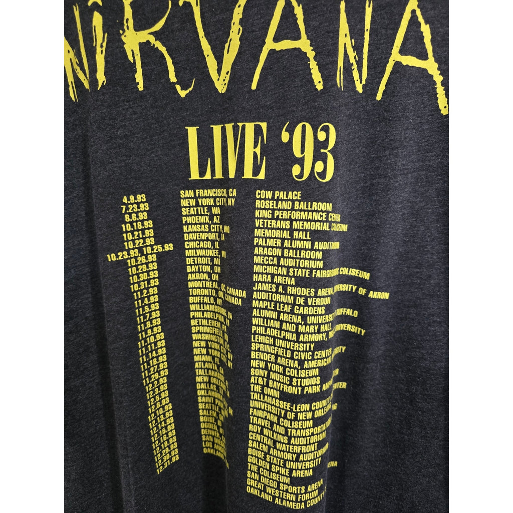 Nirvana "Live '93" Smiley Face Graphic Distressed T-Shirt