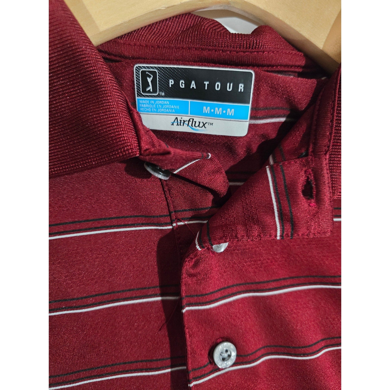 PGA Tour Men’s Multicolor Striped Polo – Size Medium
