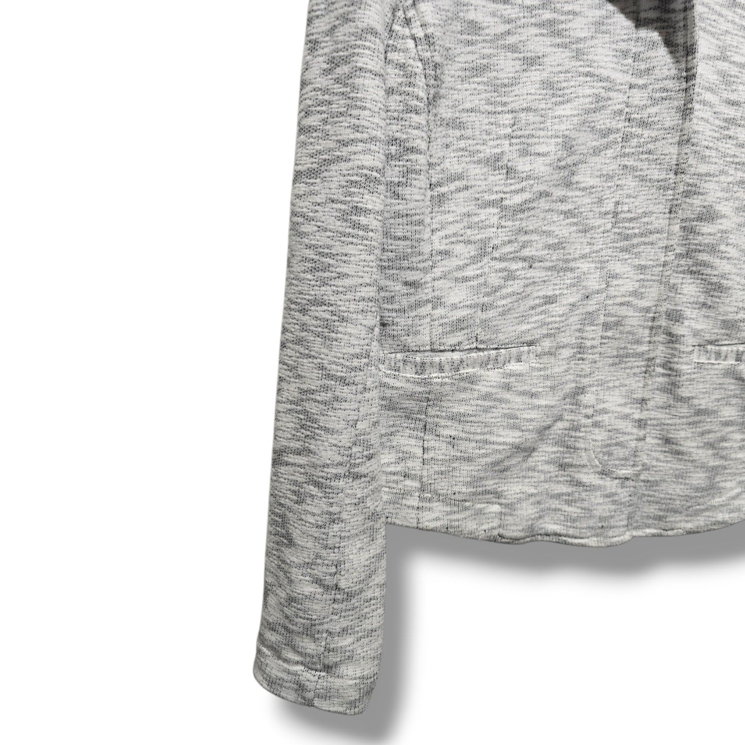 Cabi Women's Size S Light Grey Black Space Dye Asymmetric Zip Knit Jacket