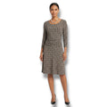En Focus Studio Brown & Black Geometric Print Ruched Midi Dress Size 8