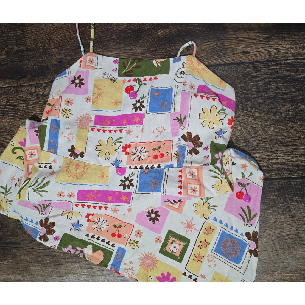 Monteau Los Angeles Celestial Floral Linen Blend Smocked Back Mini Sundress