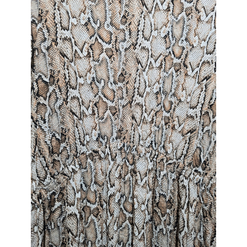 Kona Sol Women's Size L/XL Brown Python Snakeskin Swim Cover Up Midi Dress