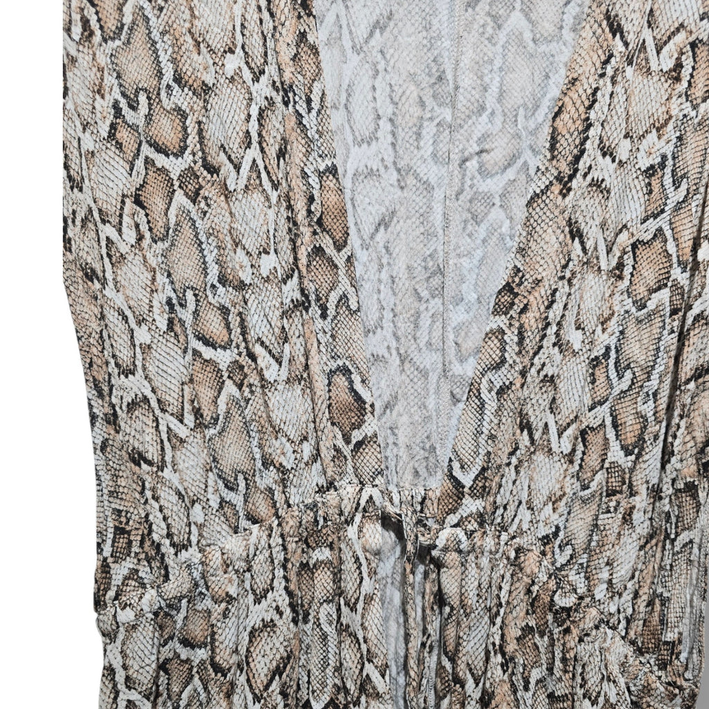 Kona Sol Women's Size L/XL Brown Python Snakeskin Swim Cover Up Midi Dress