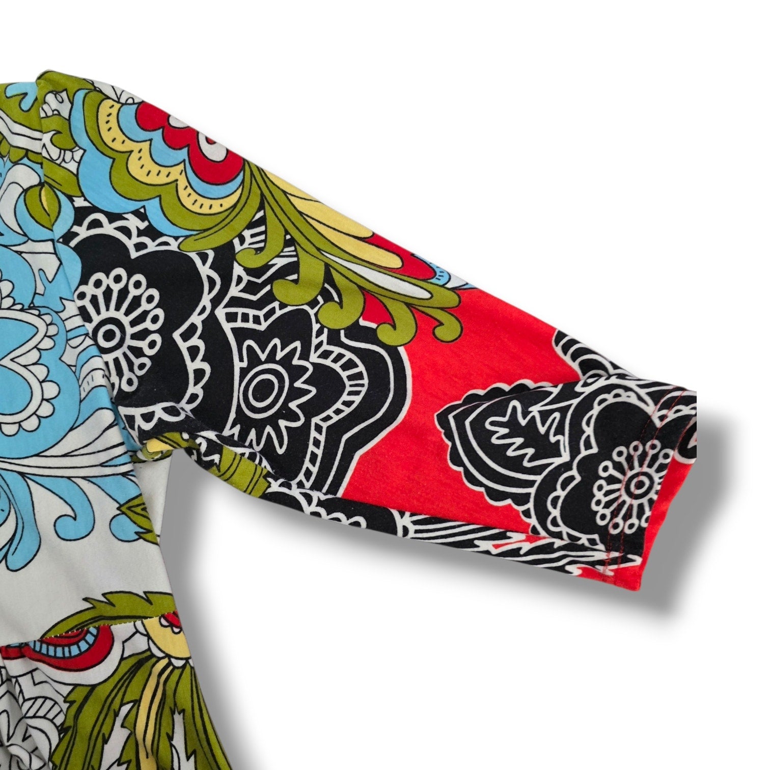 R&B Collection Women's Retro Psychedelic Floral Paisley 3/4 Sleeve Mini Dress