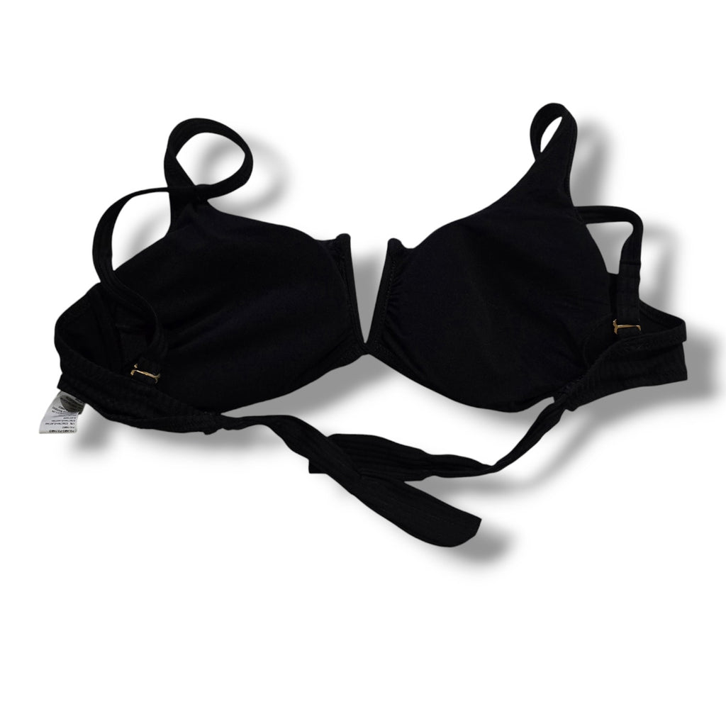 United Colors of Benetton women's Black V-Wire Ruched Bikini Top B-Cup