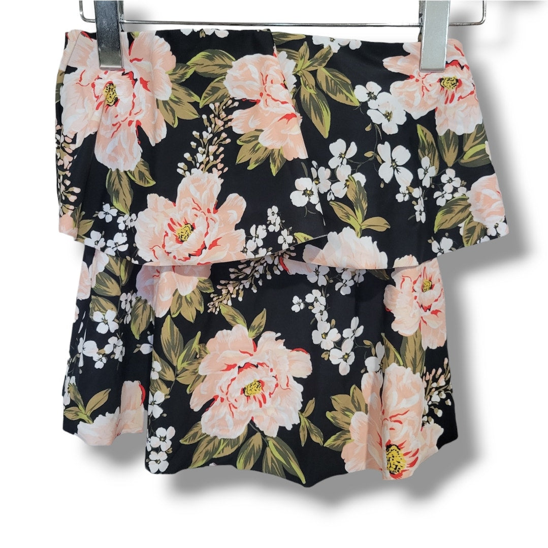 Kona Sol Women's black floral layered tankini - XS