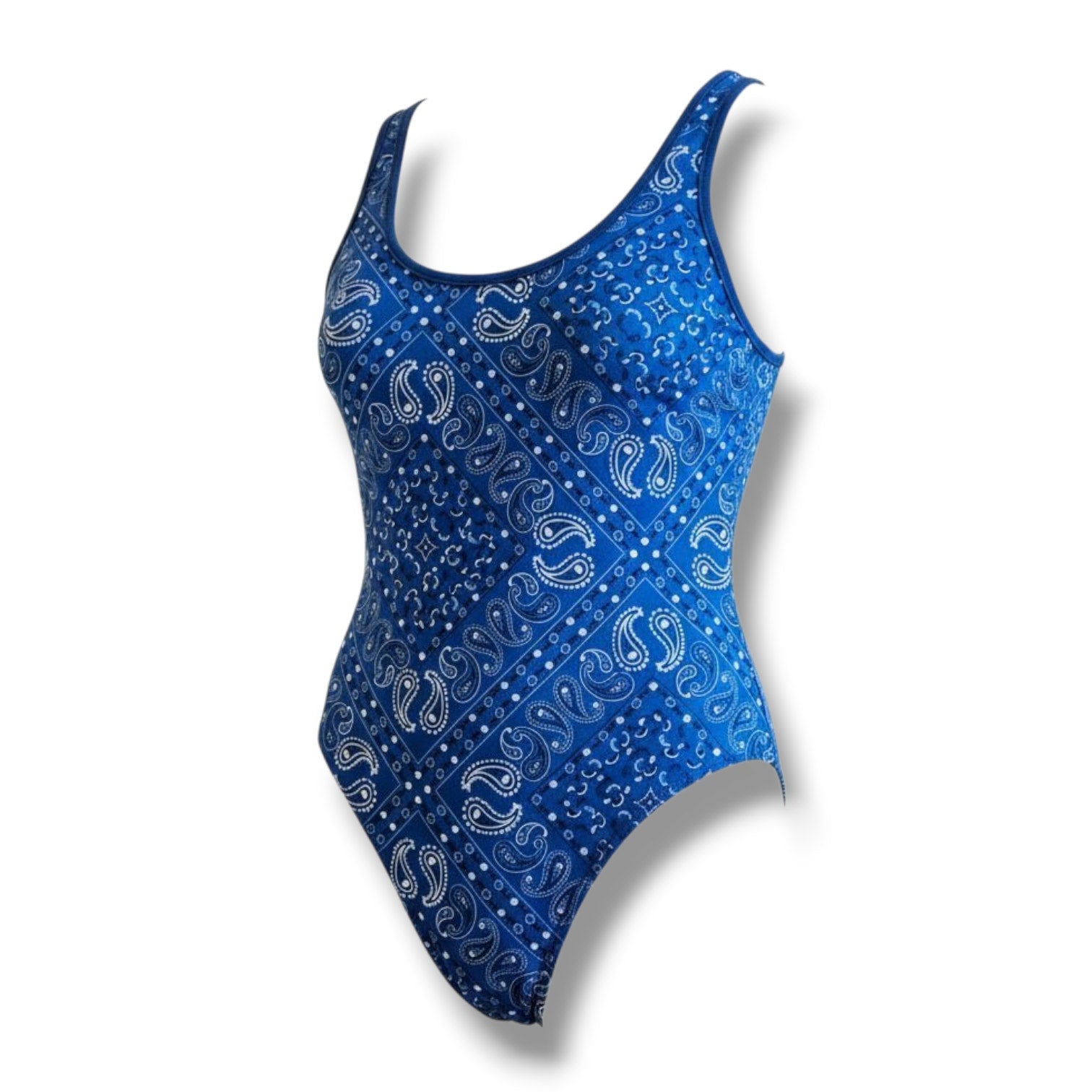 IML Isaac Morris LTD Women’s Blue Bandanna Print Bodysuit – Small, Cotton Blend