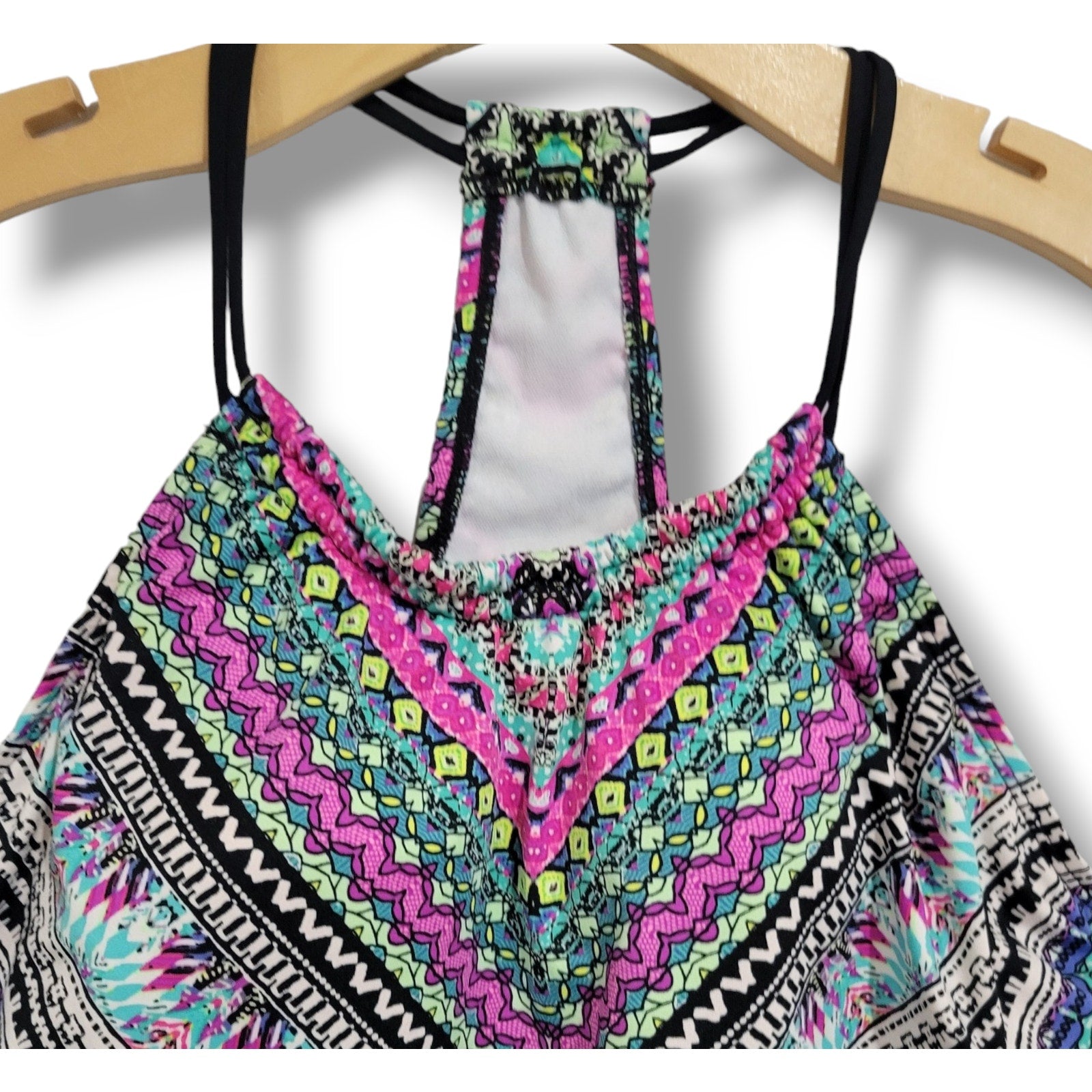 Clean Water Women’s Multicolor Mixed Print Tankini Swim Top Small Built-In Bra