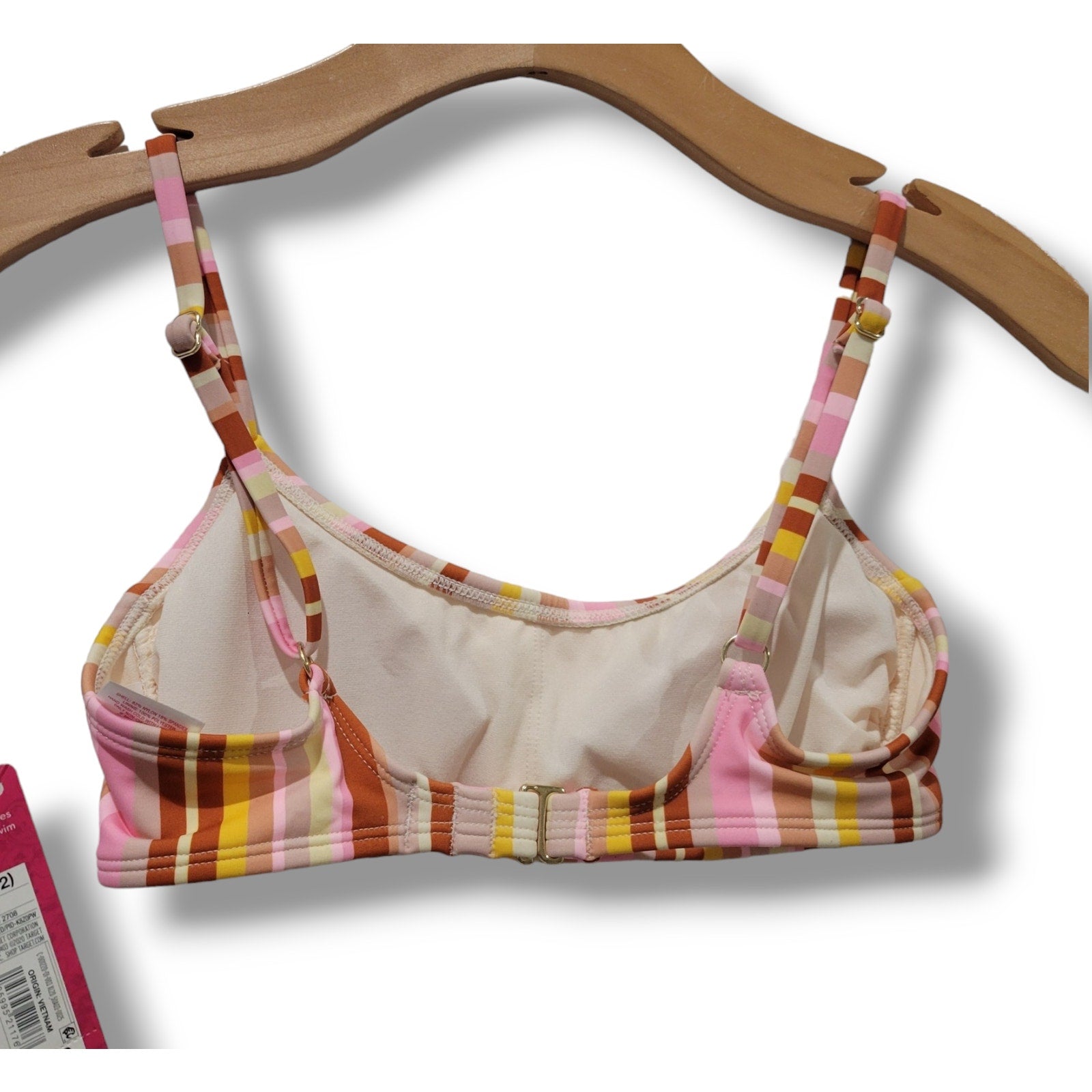 Xhilaration Juniors’ Multicolor Striped Scoopneck Bralette Bikini Top NEW