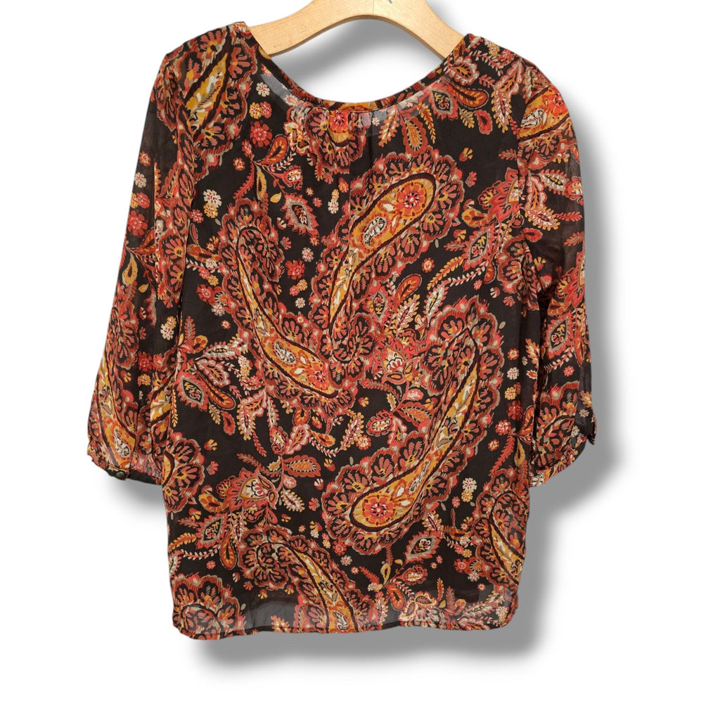212 Collection Women’s Paisley Print Button-Front Blouse – Size Large