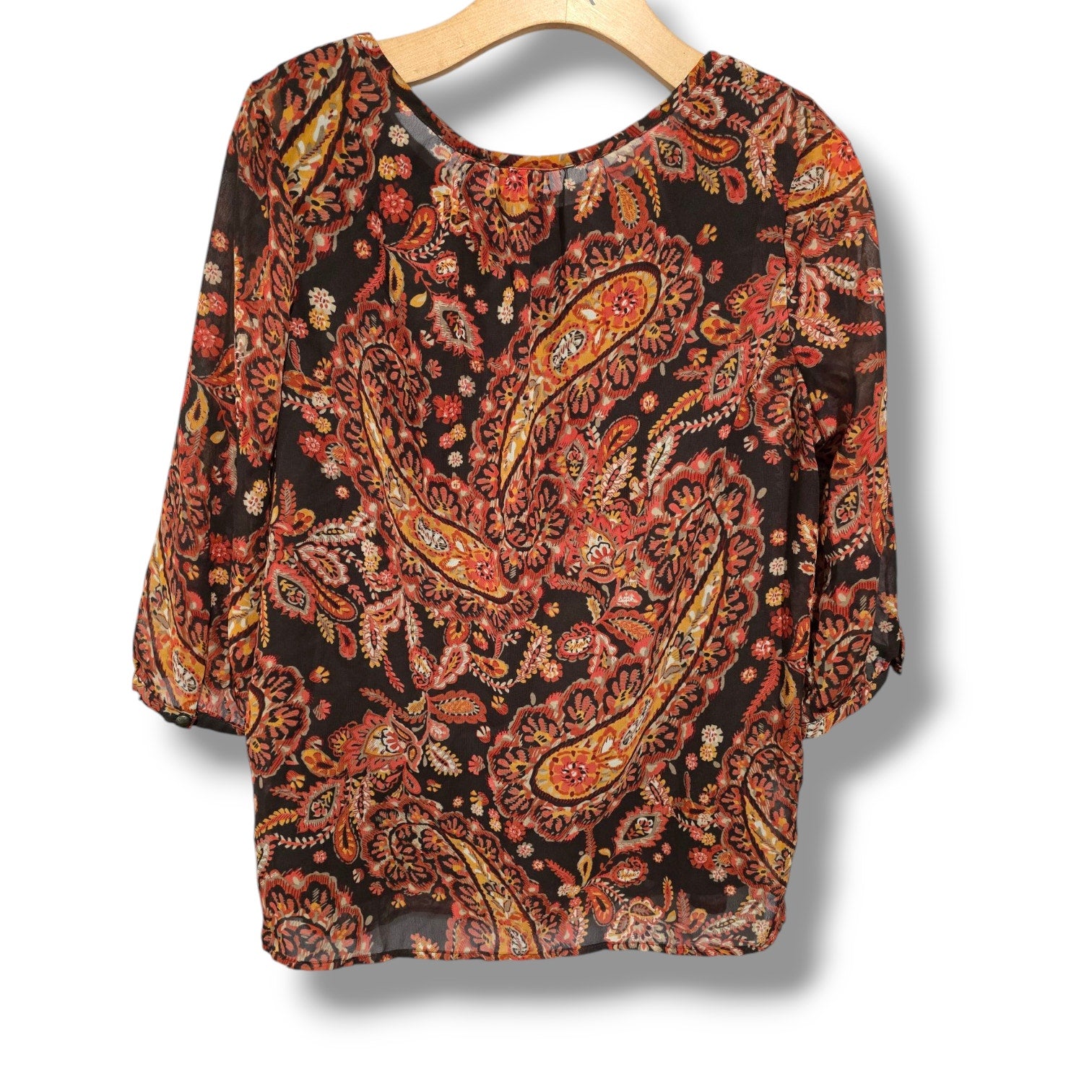 212 Collection Women’s Paisley Print Button-Front Blouse – Size Large