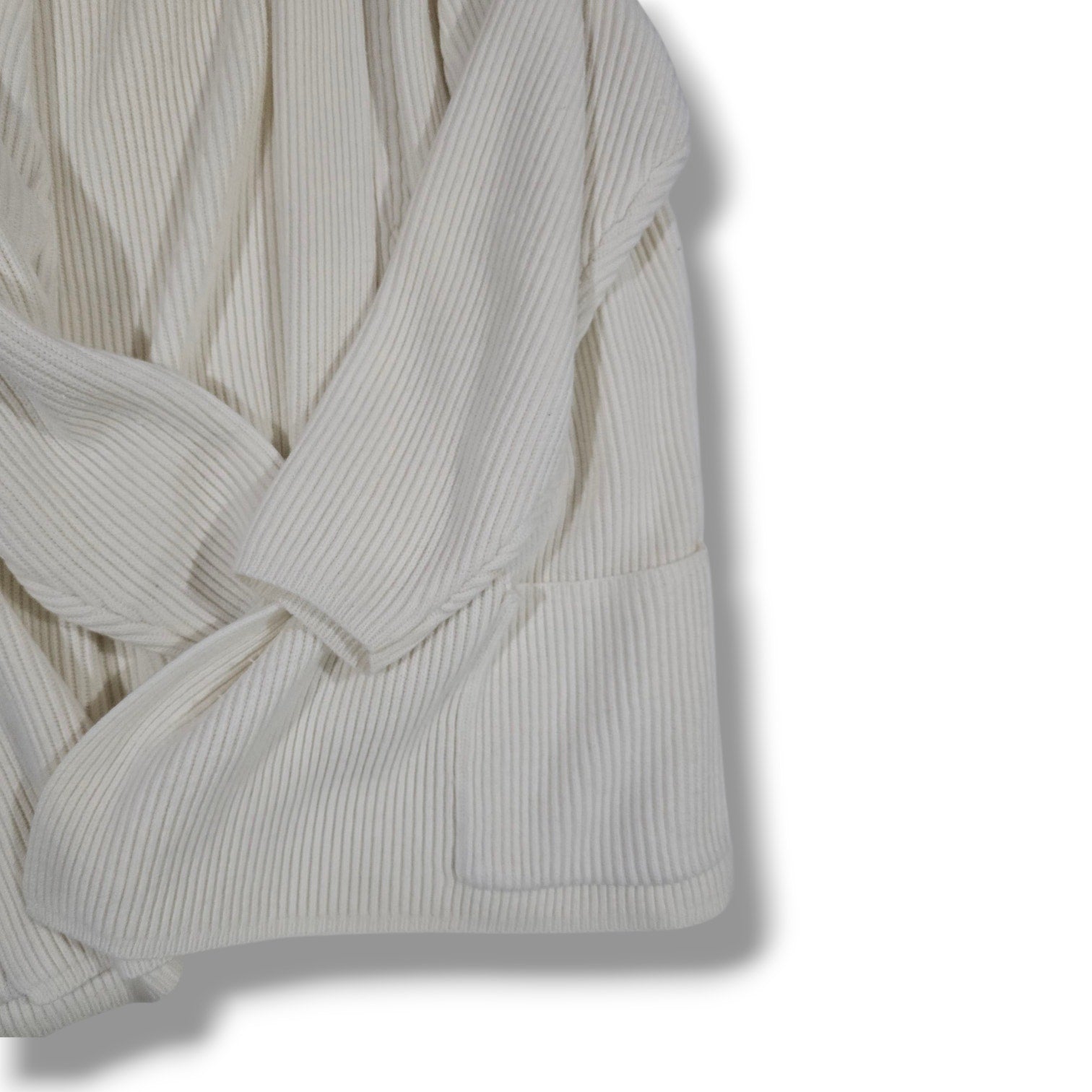 Roaman’s Women’s Vintage Cream Open Front Ribbed Cardigan - Size Medium