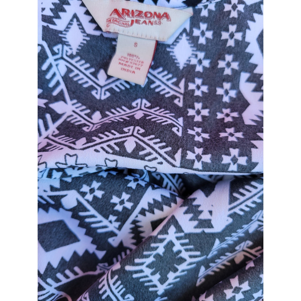 Arizona Jean Co Women’s Sleeveless Romper Black White Print Small Polyester