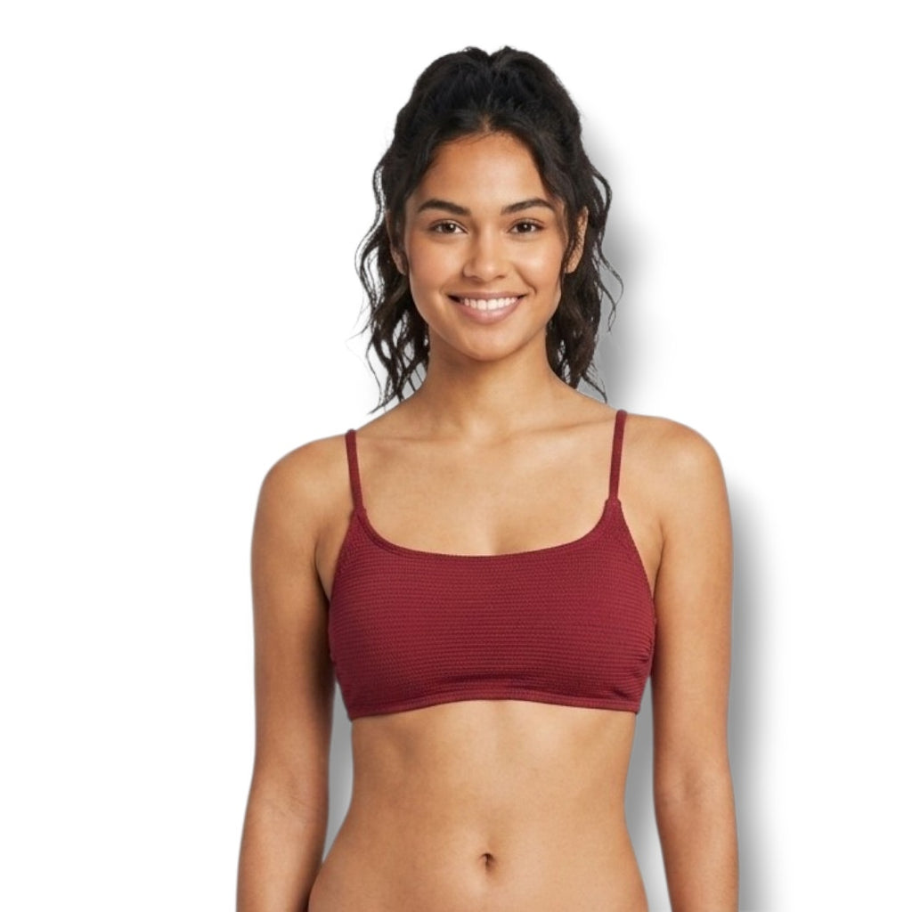 Xhilaration Juniors Ribbed Bralette Bikini Top XS Burgundy – New