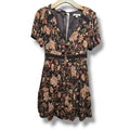 Francesca's Women's Size Medium Brown Boho Floral Puff Sleeve Mini Dress