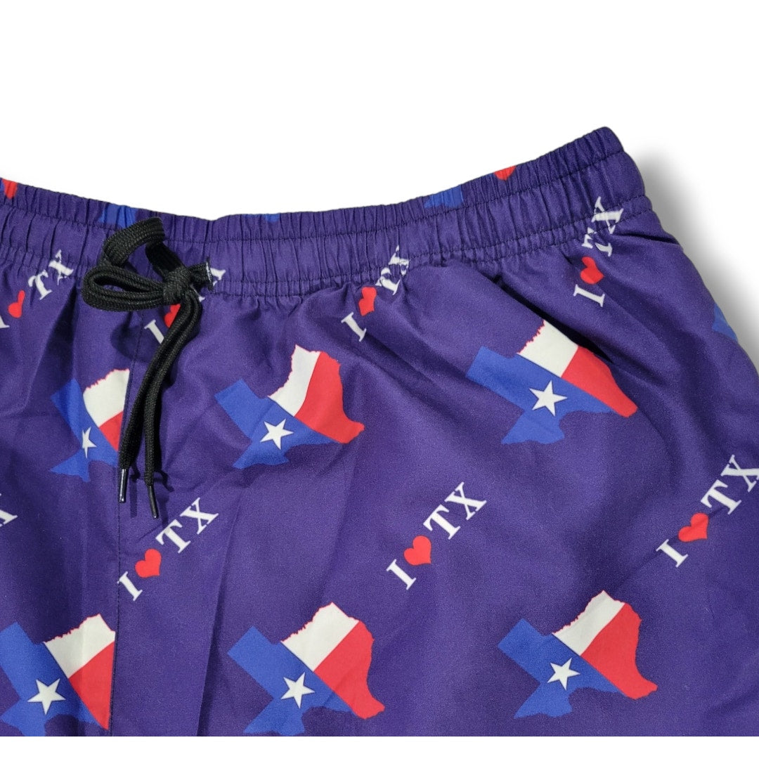 I Love Texas Men’s Quick Dry Swim Trunks – XXL, New Without Tags
