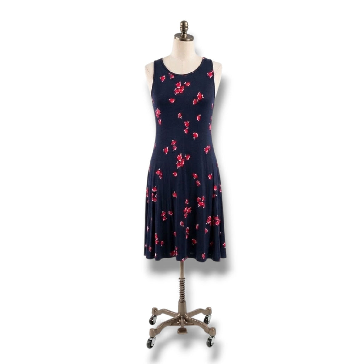 Amazon Essentials Women’s Navy Floral Sleeveless A-Line Dress – XS