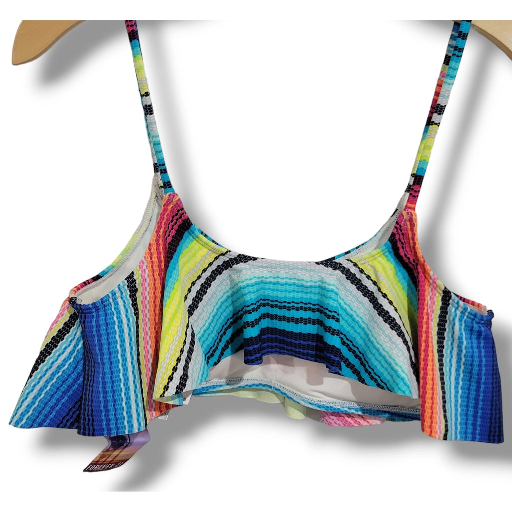 Forever 21 Juniors Multicolor Striped Flounce Bikini Top - Large NWT