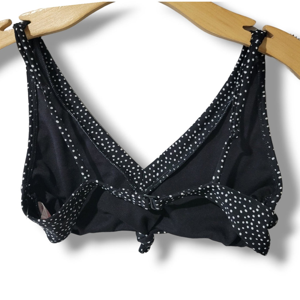 No Boundaries Juniors Black White Polka Dot Knotted Bikini Swim Top Small NWT