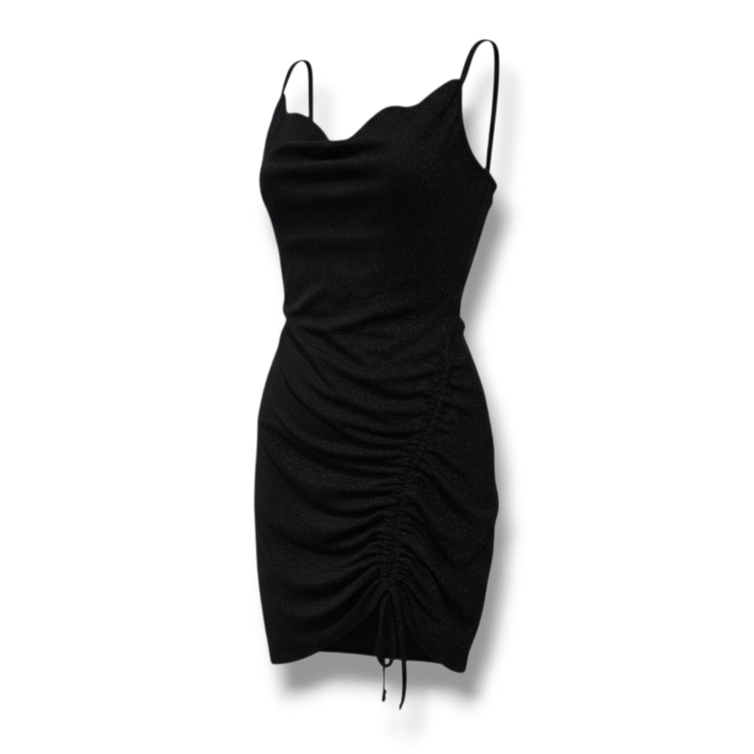 Inspired Hearts Women’s Metallic Black Strapless Ruched Dress Medium NWT