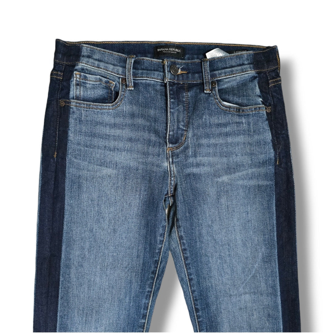 Banana Republic Girlfriend Jeans Two Tone Blue Ankle Denim Size 27 Stretch
