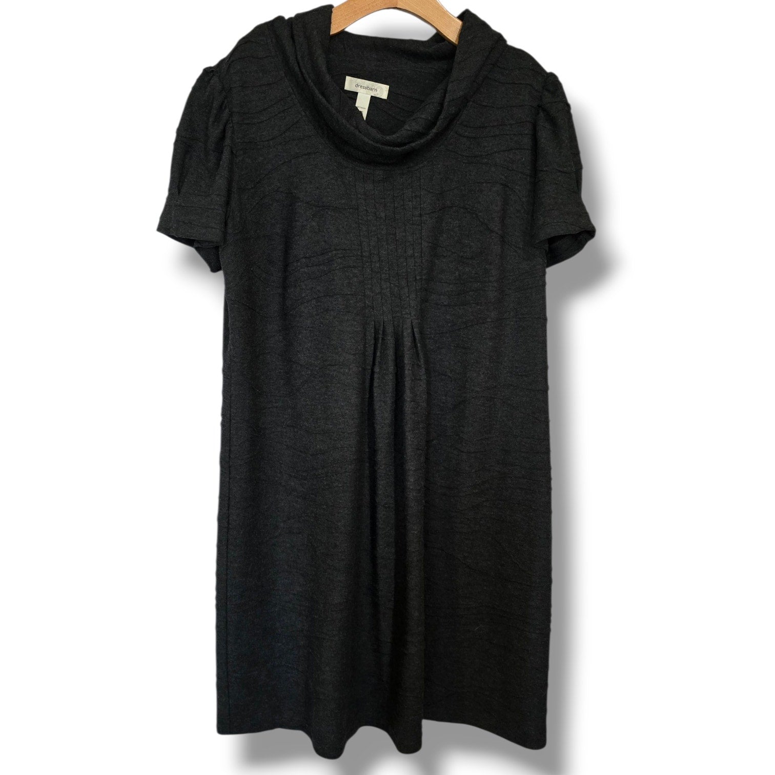 Dressbarn women’s Charcoal Grey Cowl Neck Knit Dress