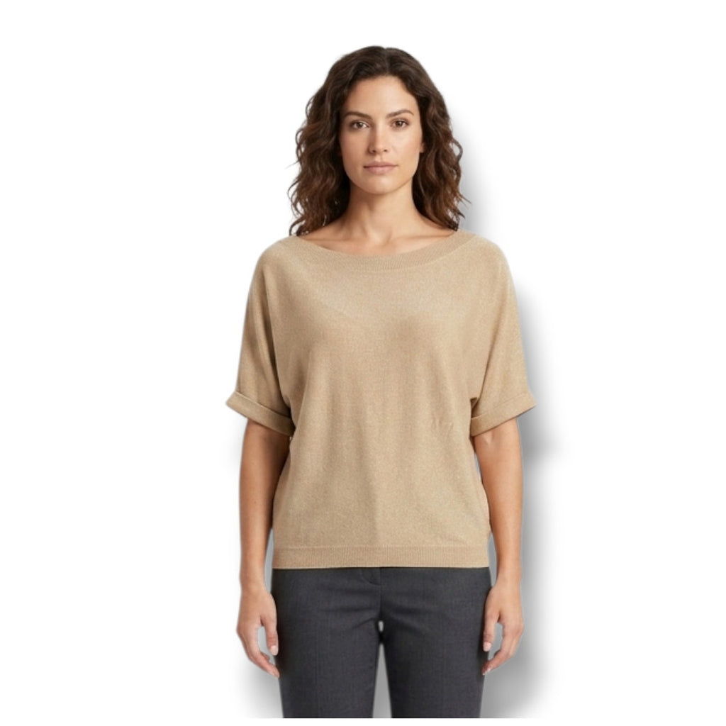 Soho Women’s Gold Metallic Shimmer Knit Dolman Top Size XS