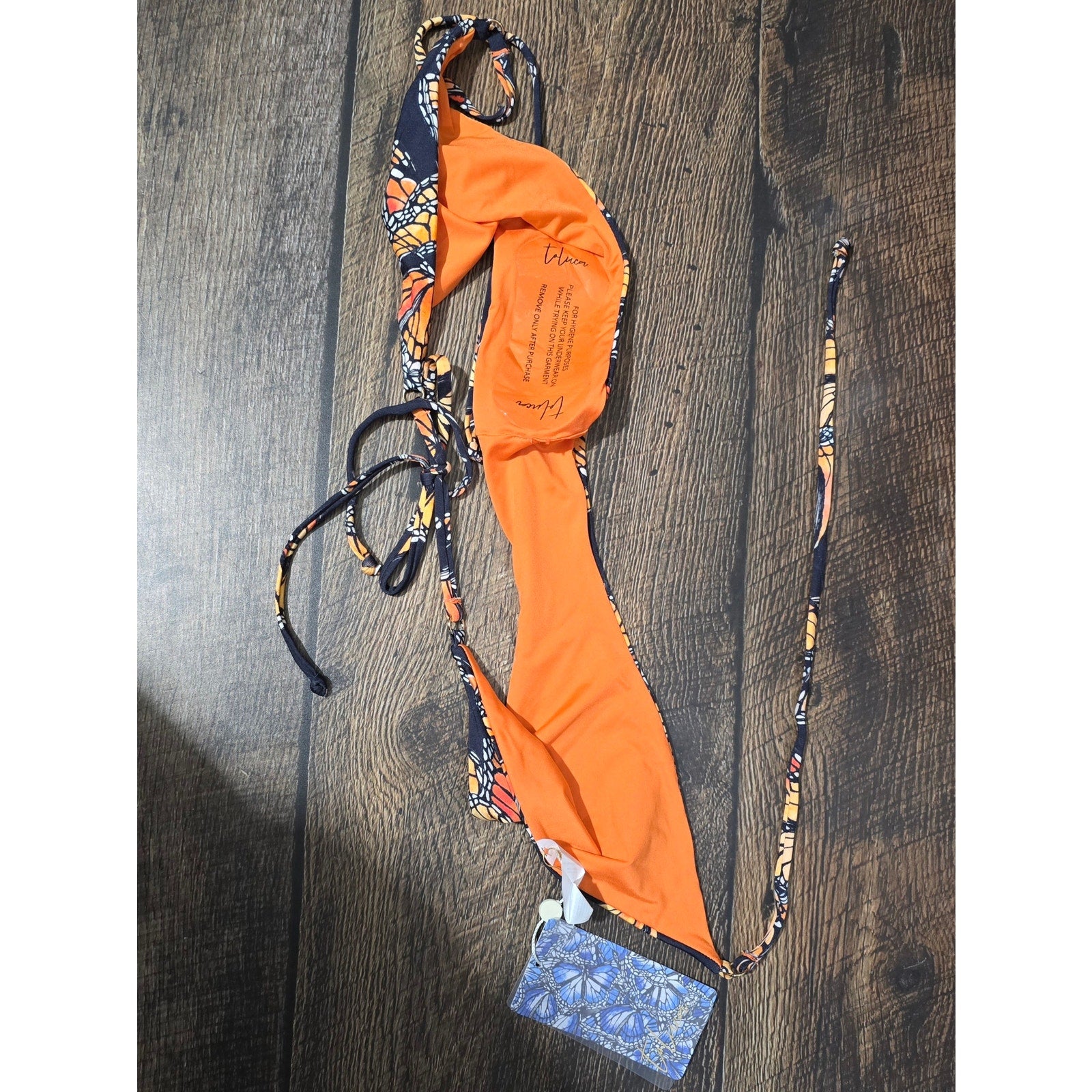 Toluca Swim Women's Size M Monarch Butterfly Print Side Tie Bikini Bottom NWT