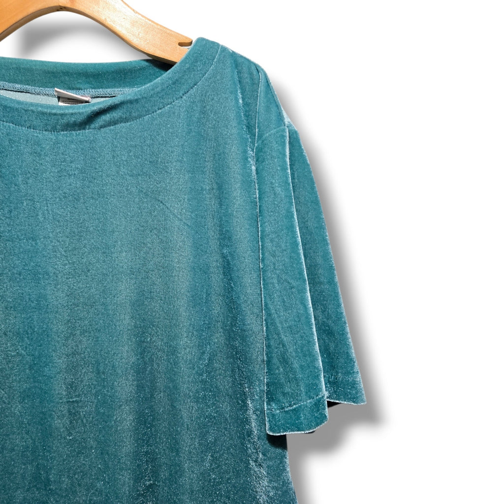 Jolie Delafield Women's Medium Teal Velvet Short Sleeve Top