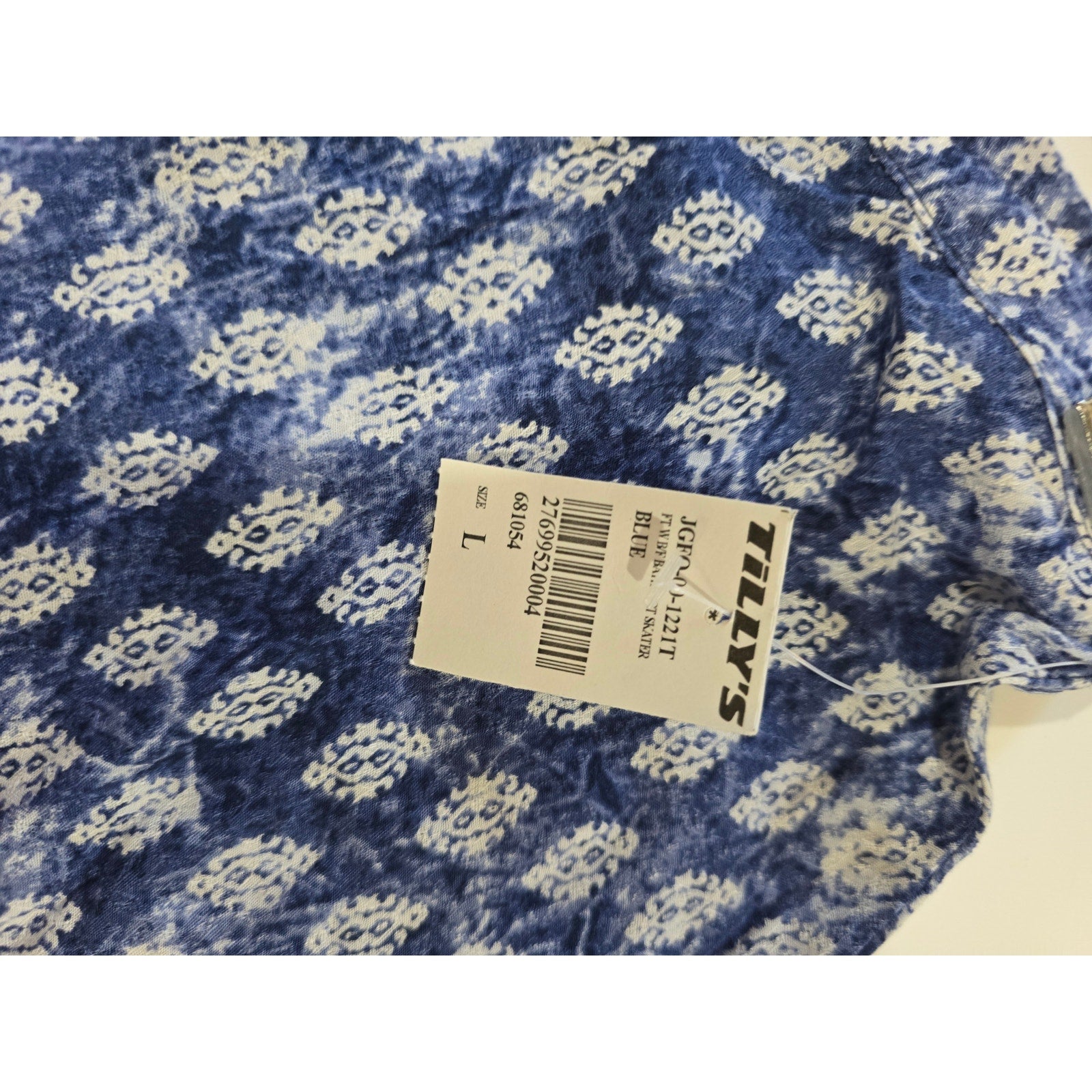 FULL TILT Juniors Blue Batik Print Dobby Crepe Skater Skirt | Size Large | New