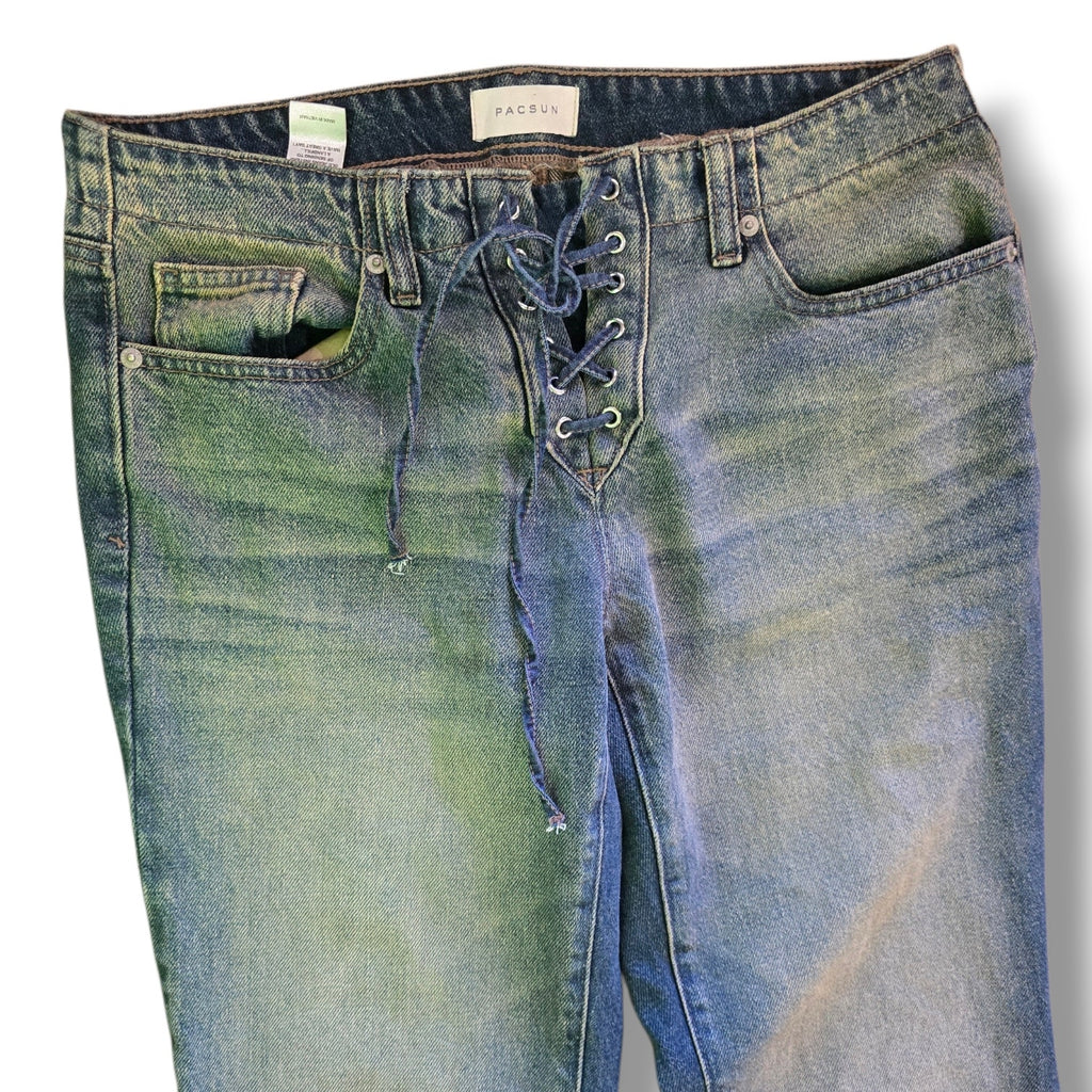 PacSun Jade Low Rise Bootcut Lace Up Tinted Jeans
