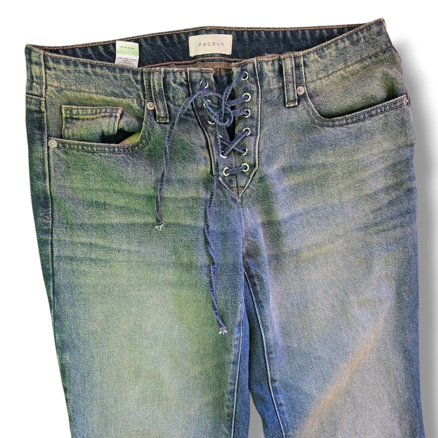 PacSun Jade Low Rise Bootcut Lace Up Tinted Jeans