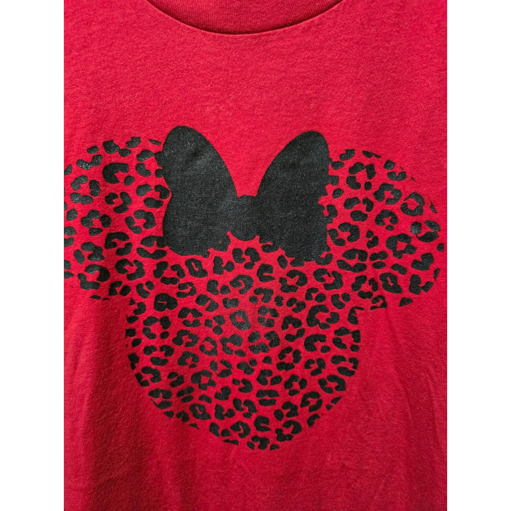 Bella + Canvas Red Minnie Mouse Leopard Print Graphic Tee – Size 2XL