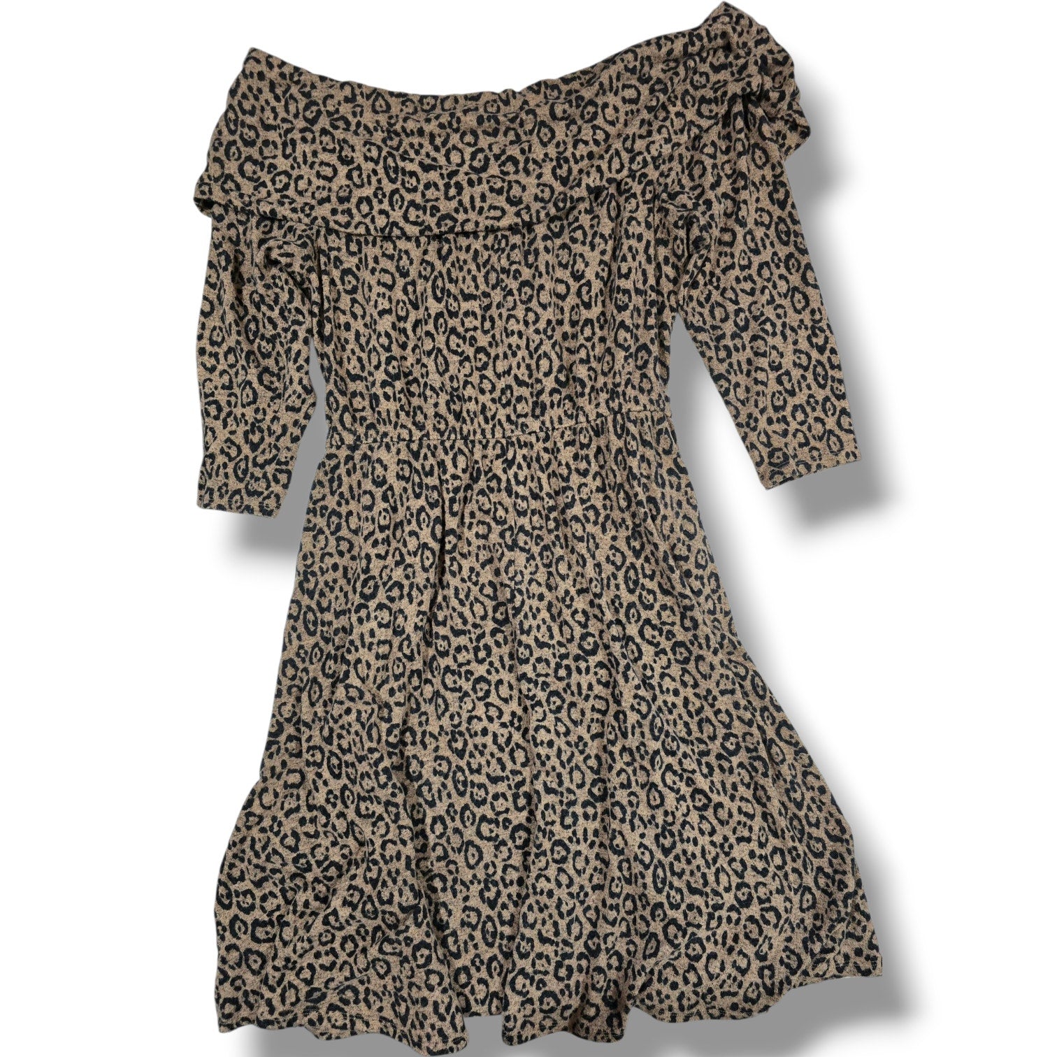 Lane Bryant Leopard Animal Print Off-Shoulder Dress Women’s 14/16 Casual Fit
