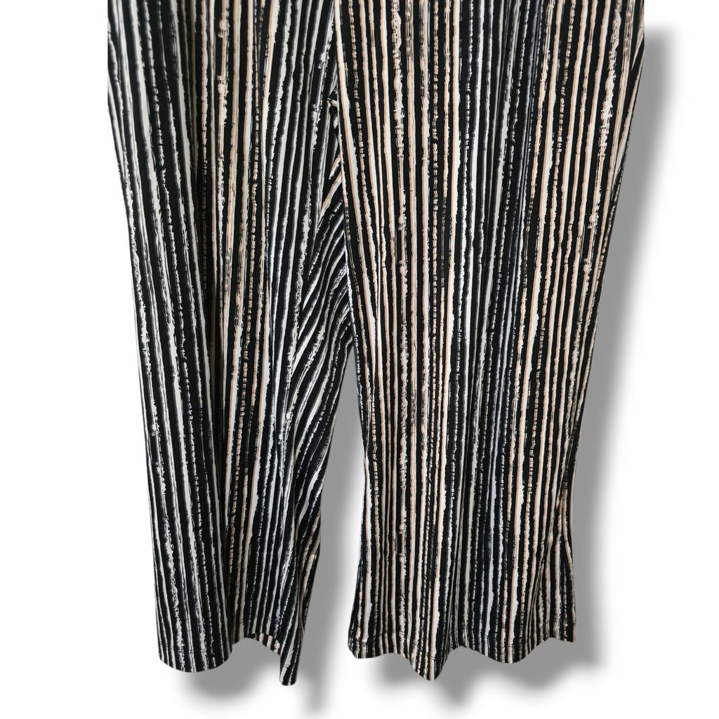 Robert Louis Women’s Striped Palazzo Wide Leg Pants Black White Size Large