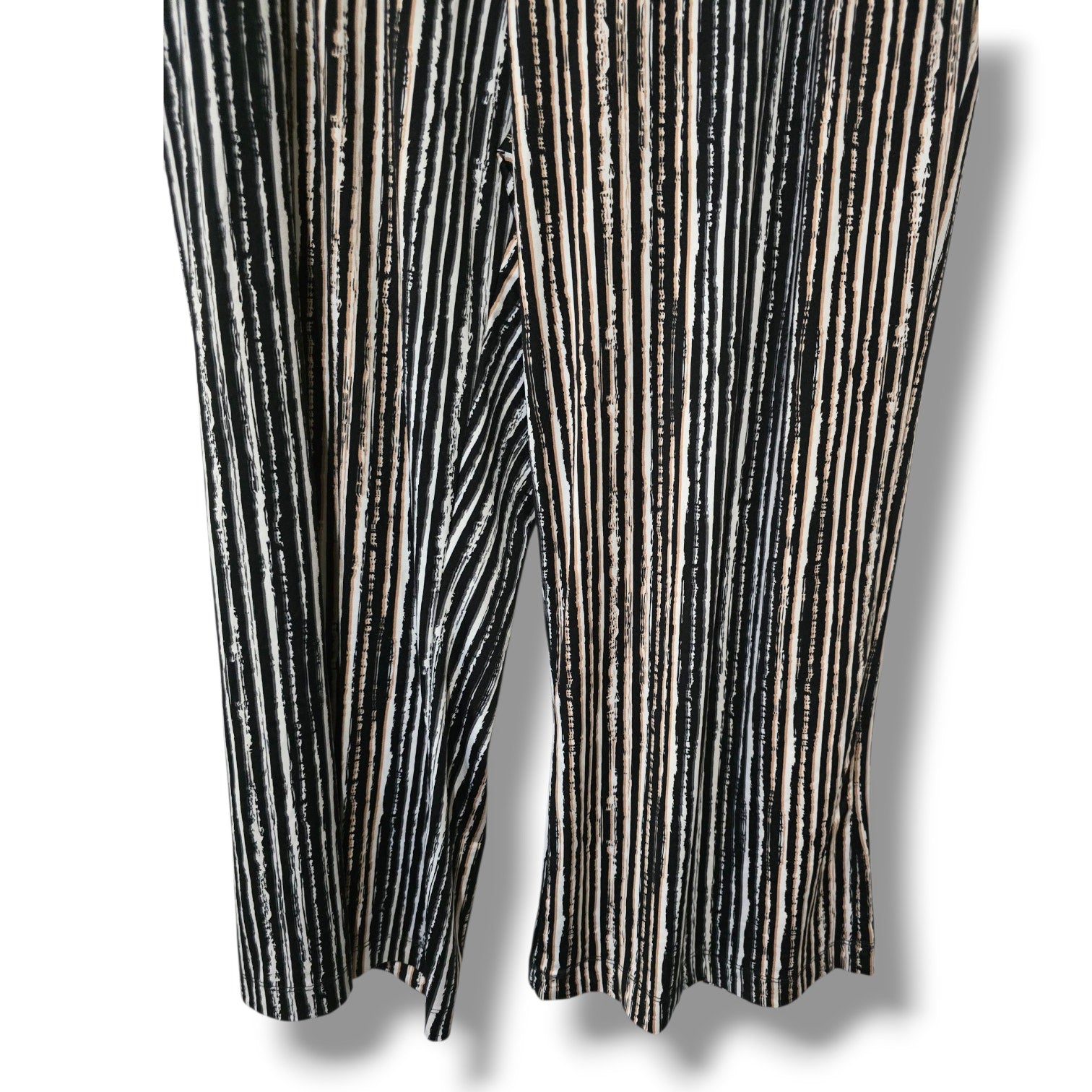 Robert Louis Women’s Striped Palazzo Wide Leg Pants Black White Size Large