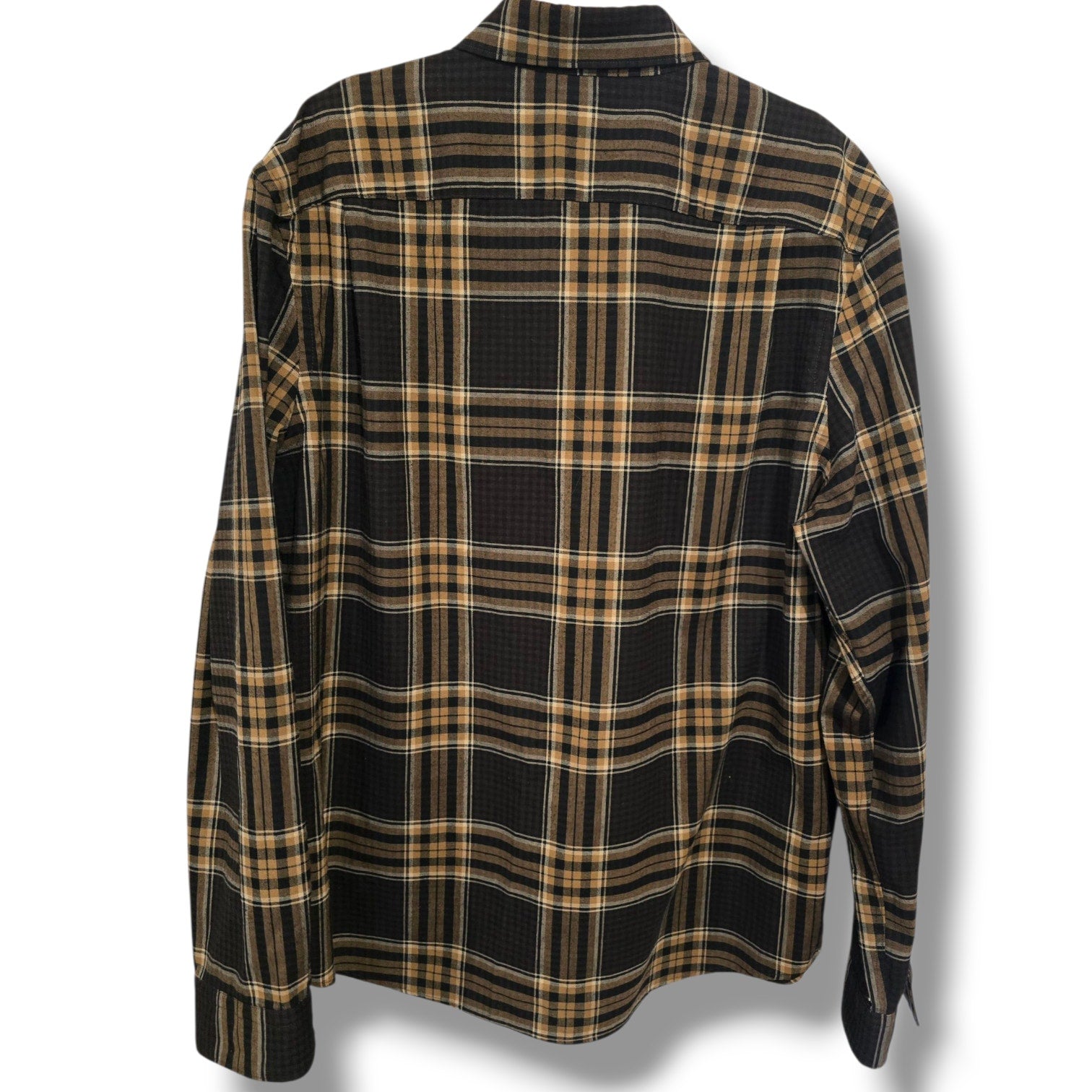 Express Men’s Brown & Black Plaid Button-Down Shirt – Size Large