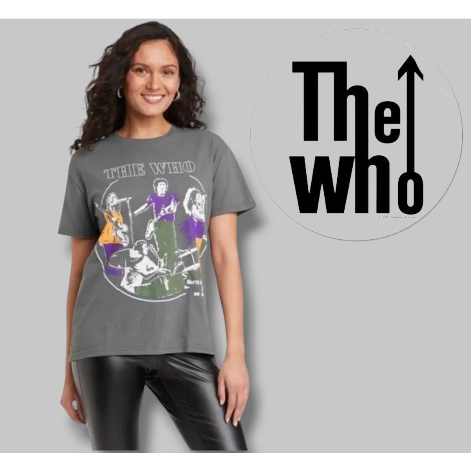 The Who Women’s Rock & Roll Band Tour Tee – XS, Gray Graphic T-Shirt, New