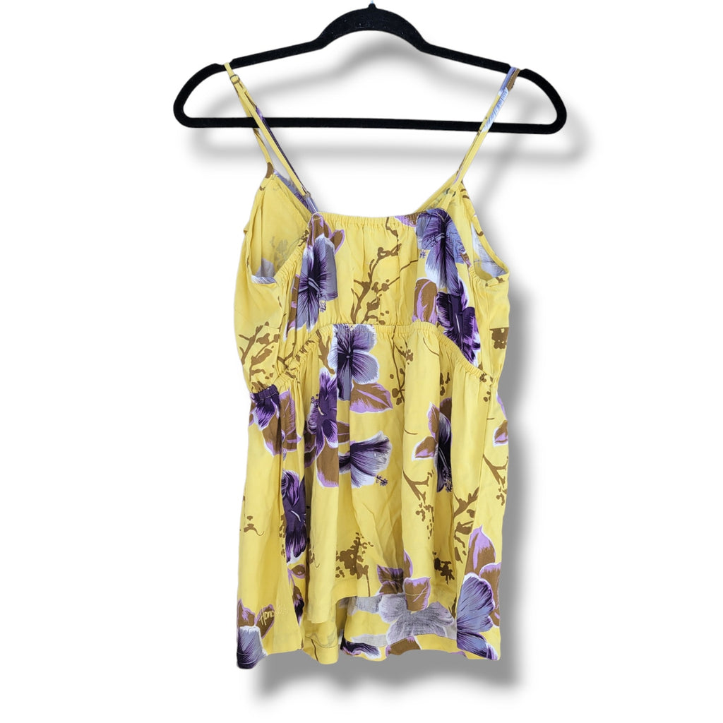 Honolua Wahine Women’s Yellow & Purple Floral Rayon Tank Top – Size Large