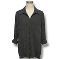 Dressbarn Woman Black White Chevron Pinstripe Button Down Shirt Estimated 1X