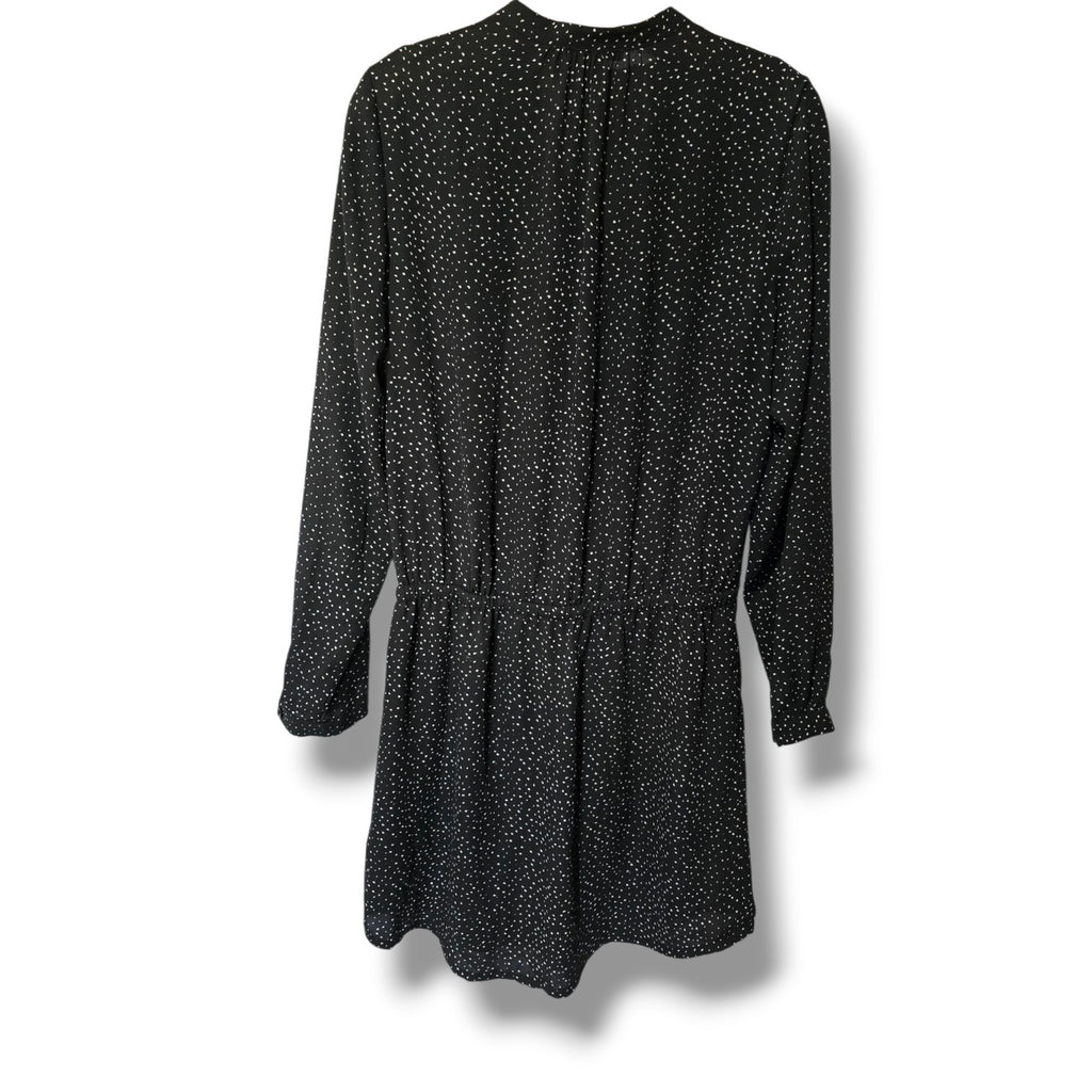 Hilary Radley Black White Abstract Dot Long Sleeve Dress S Faux Wrap
