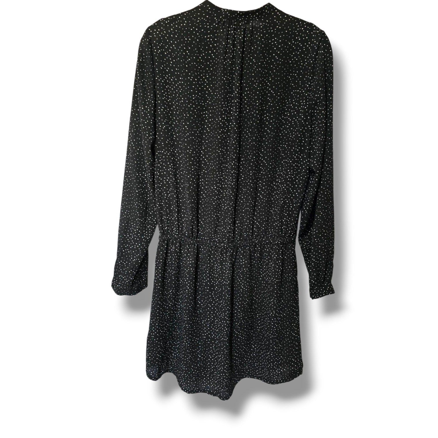 Hilary Radley Black White Abstract Dot Long Sleeve Dress S Faux Wrap