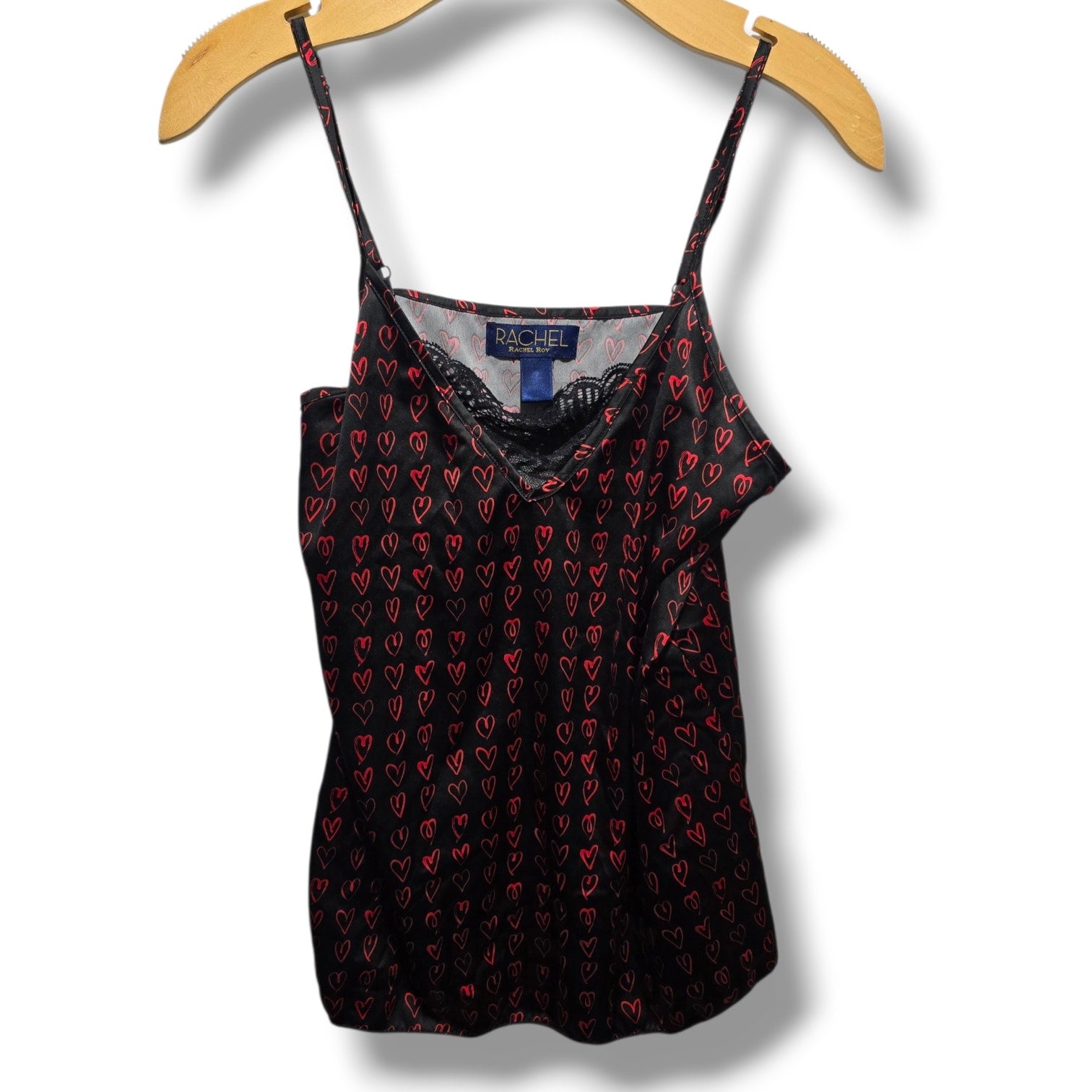 Rachel Rachel Roy women's Black & Red Heart Lace Trim Cami