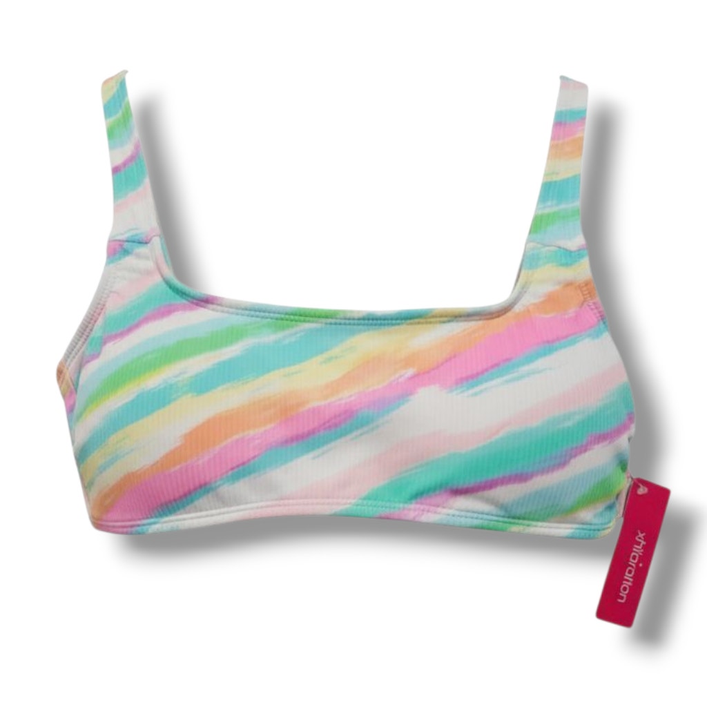 Xhilaration Juniors’ Multicolor Ribbed Square Neck Bralette Bikini Top – New