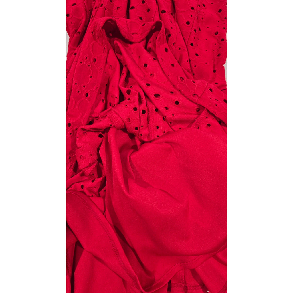 London Times Red Eyelet Sleeveless Fit & Flare Dress – Size 6