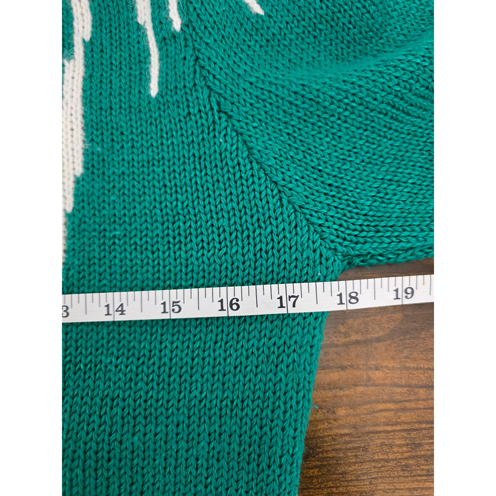 Inspiration Vintage Women's Size S Green White Icicle Graphic Knit Sweater