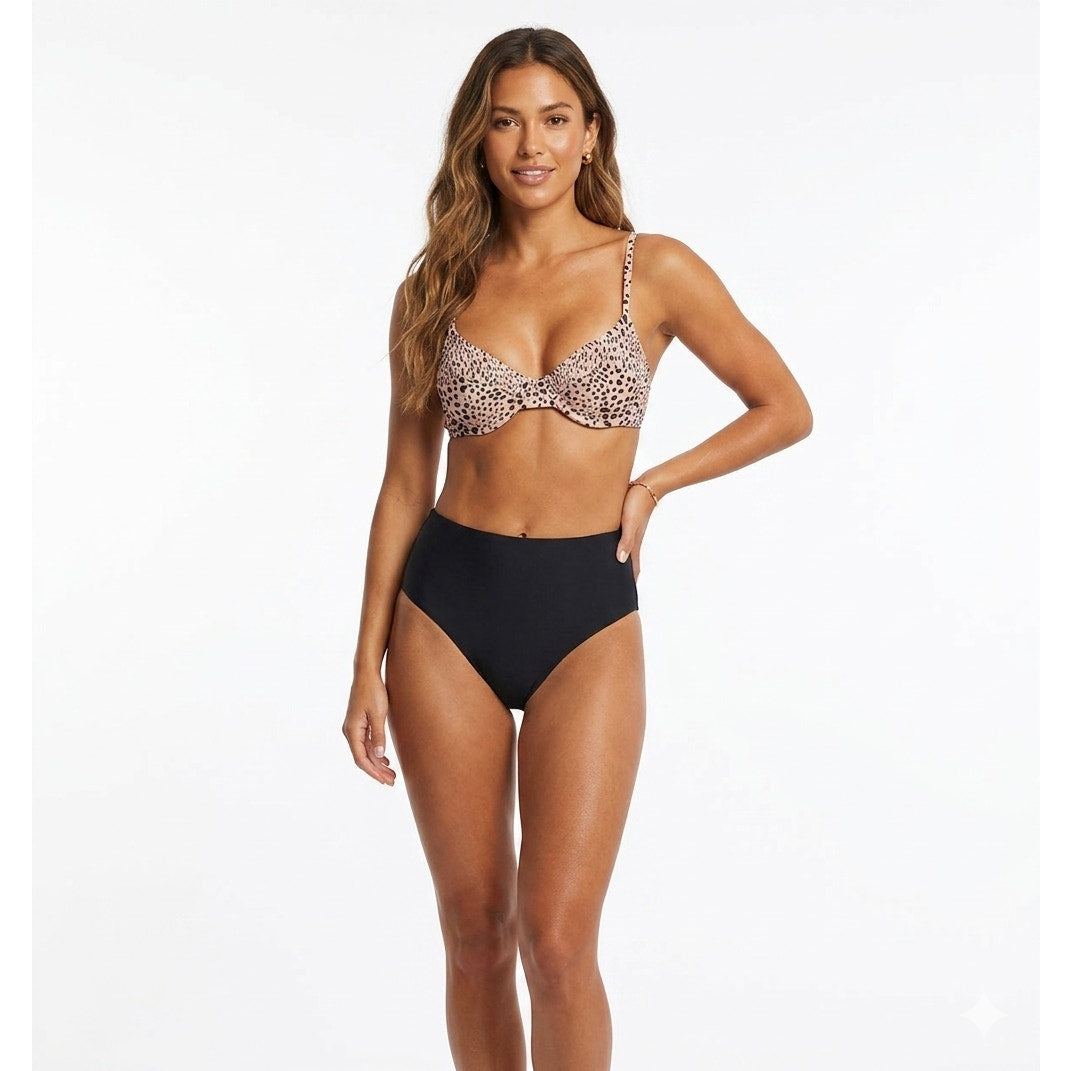 Xhilaration Juniors Animal Print Smocked Underwire Bikini Top – Size XS, New