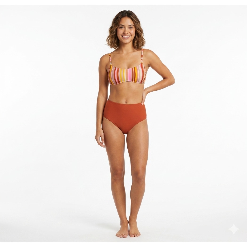 Xhilaration Juniors’ Multicolor Striped Scoopneck Bralette Bikini Top NEW
